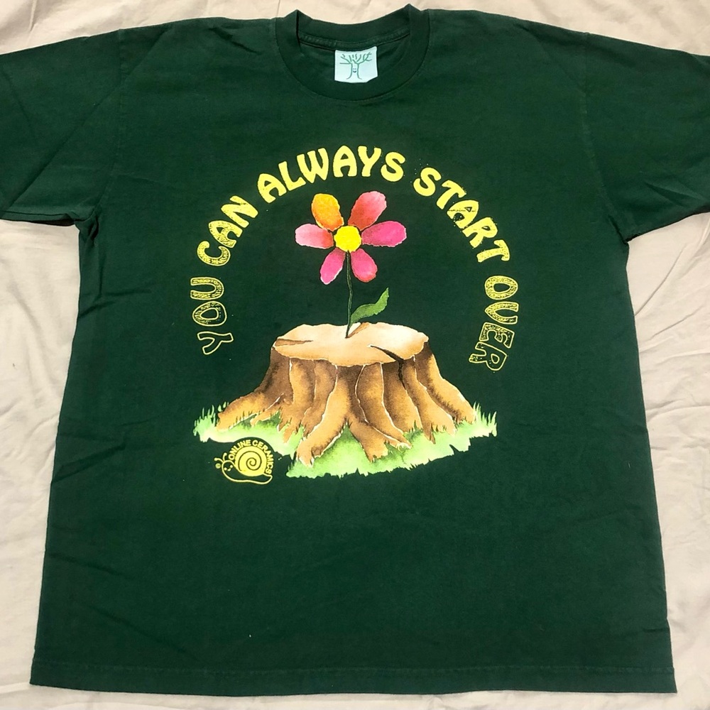 Online Ceramics Mens XL T shirt “You can Always Start Over”
